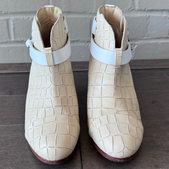 Rag & Bone Harrow Croc Embossed Leather Ankle Boots - Picture 4 of 9